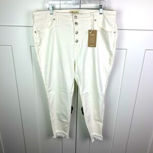 NWT Madewell Women’s Size 35 Petite High Rise Skinny Jeans White Stretch Button